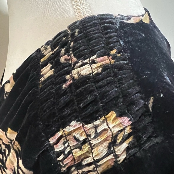 J. Jill Pure Jill Elements Velvet Floral Short Sleeve Black Swing Style Dress- M - Picture 4 of 11